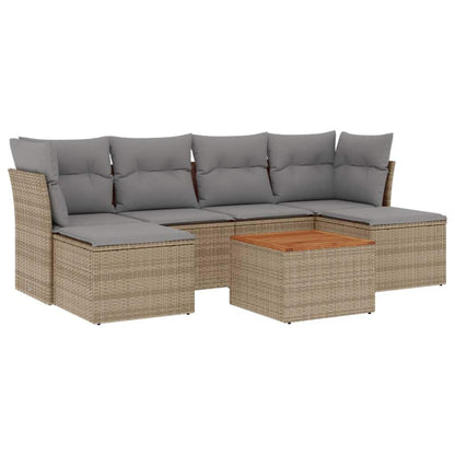 Set Divani da Giardino 7 pz con Cuscini Beige in Polyrattan - homemem39