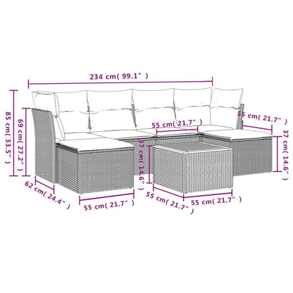Set Divani da Giardino 7 pz con Cuscini Grigio in Polyrattan - homemem39