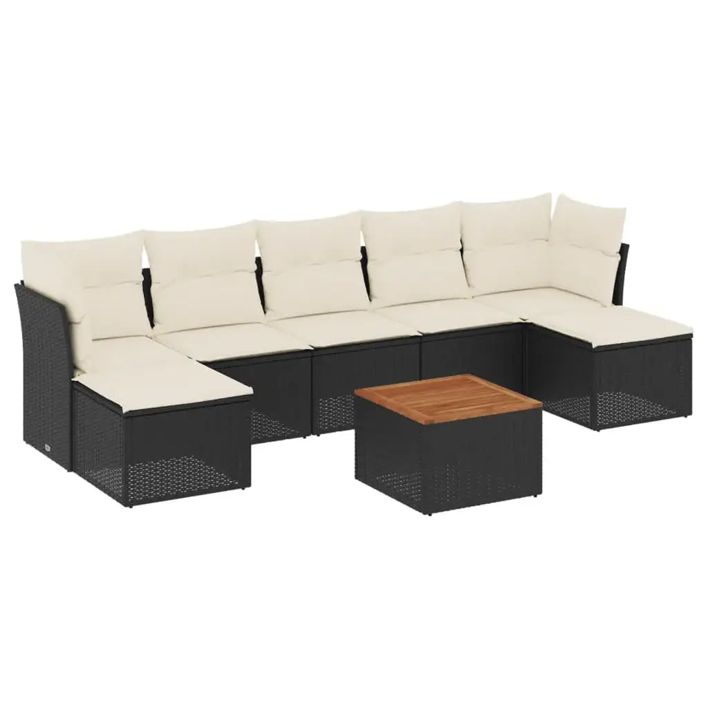 Set Divani da Giardino con Cuscini 8 pz Nero in Polyrattan - homemem39
