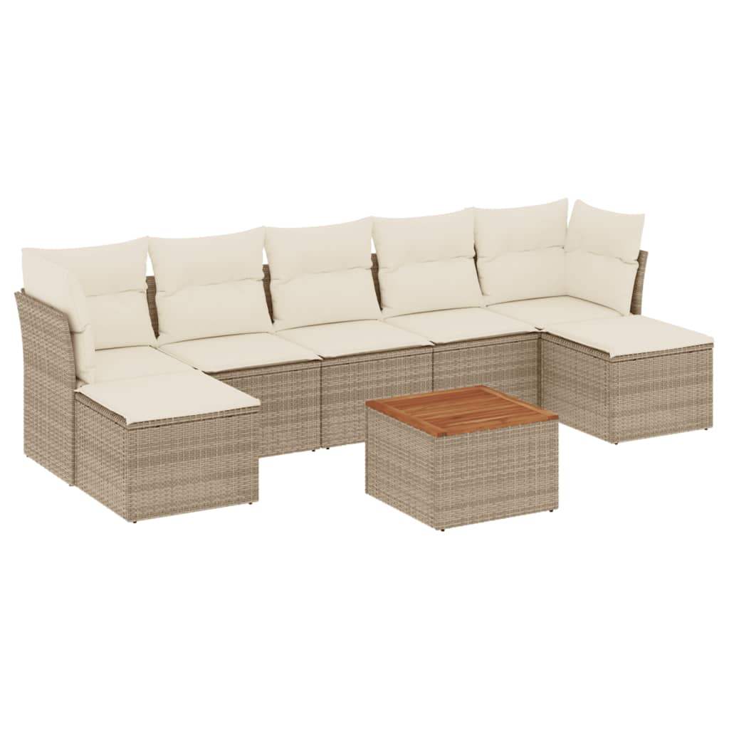 Set Divano da Giardino 8 pz con Cuscini Beige in Polyrattan - homemem39