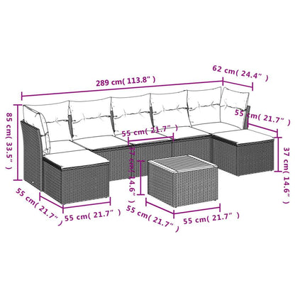 Set Divano da Giardino 8 pz con Cuscini Grigio in Polyrattan - homemem39