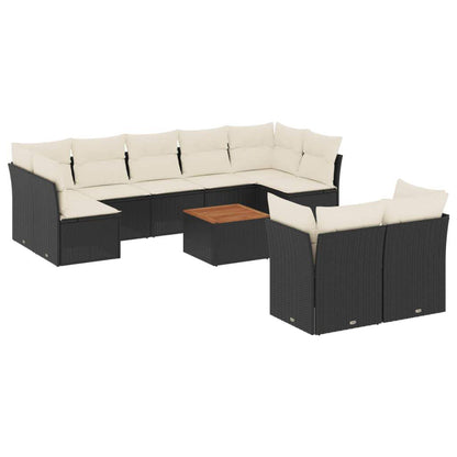 Set Divani da Giardino 10pz con Cuscini in Polyrattan Nero - homemem39