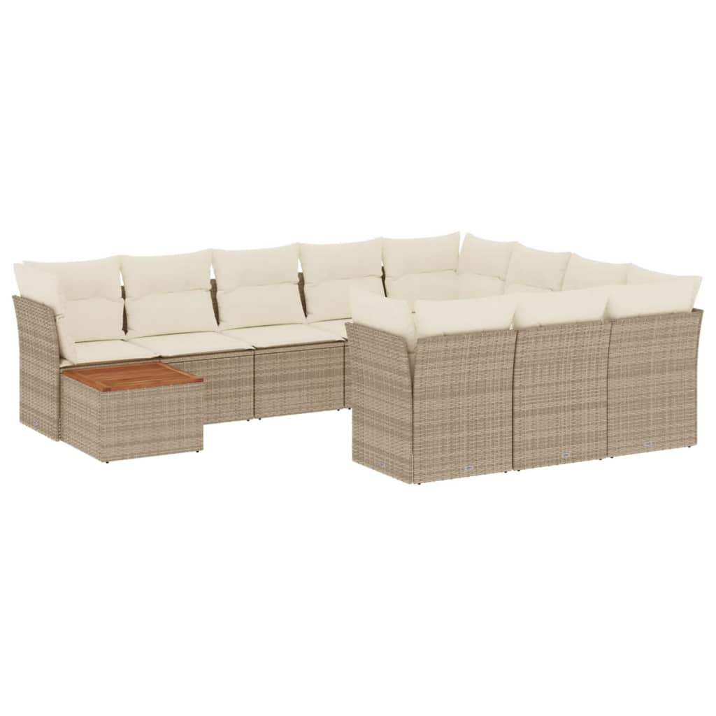 Set Divani da Giardino 11 pz con Cuscini Beige in Polyrattan - homemem39