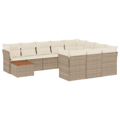 Set Divani da Giardino 11 pz con Cuscini Beige in Polyrattan - homemem39