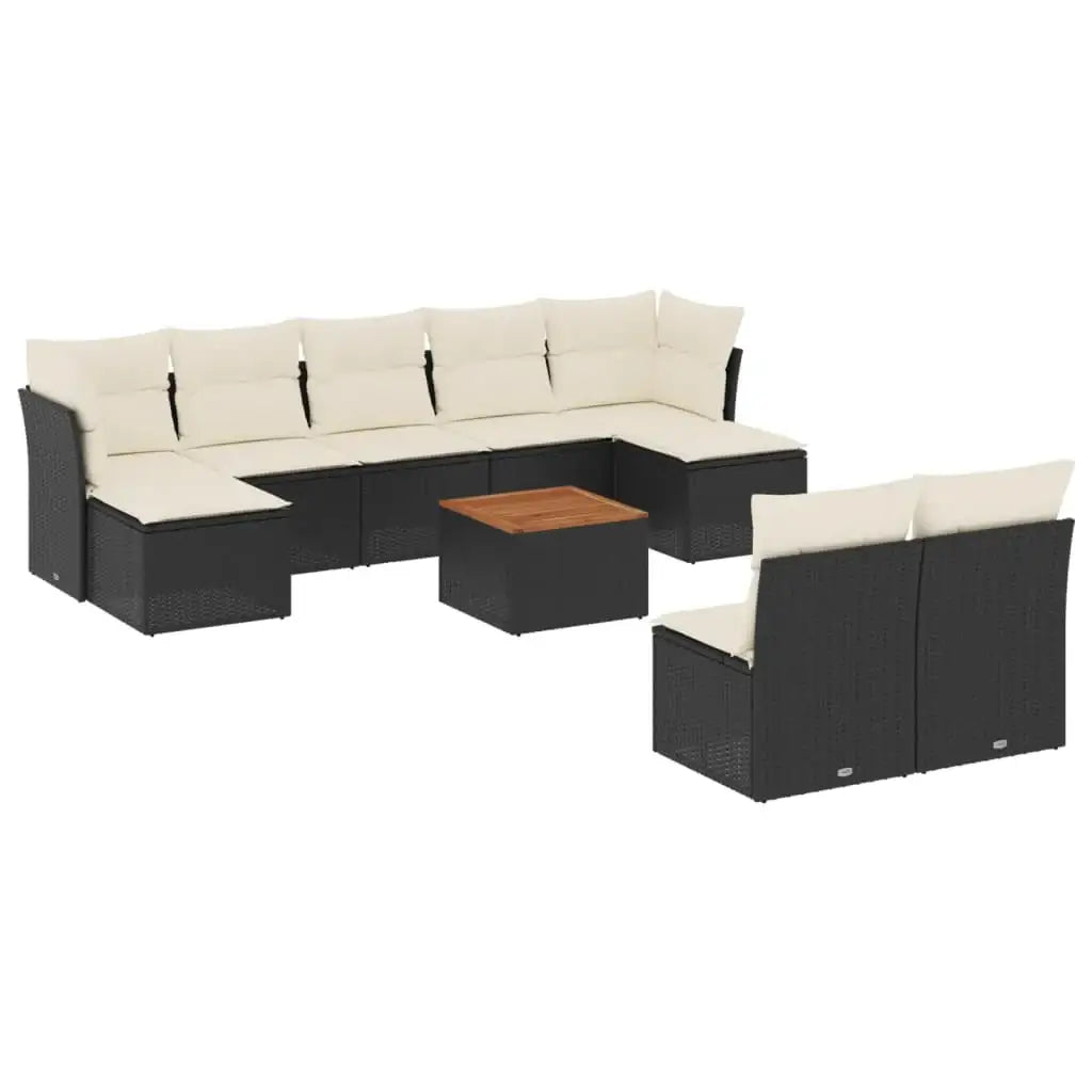 Set Divani da Giardino 10pz con Cuscini in Polyrattan Nero - homemem39