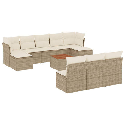 Set Divani da Giardino 11 pz con Cuscini Beige in Polyrattan - homemem39
