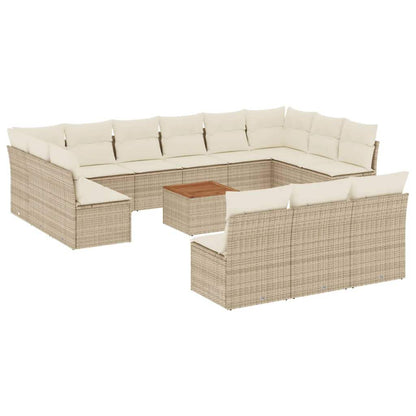 Set Divani da Giardino 14pz con Cuscini in Polyrattan Beige - homemem39