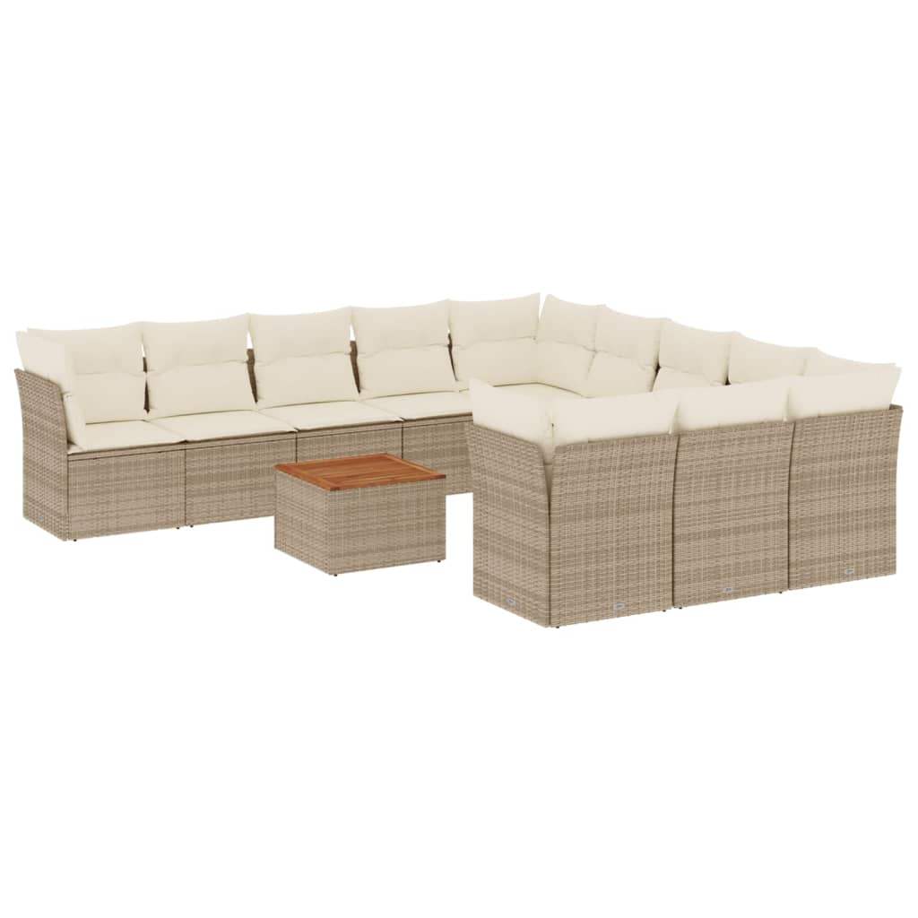 Set Divani da Giardino 12 pz con Cuscini Beige in Polyrattan - homemem39