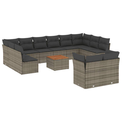 Set Divani da Giardino 13 pz con Cuscini Grigio in Polyrattan - homemem39