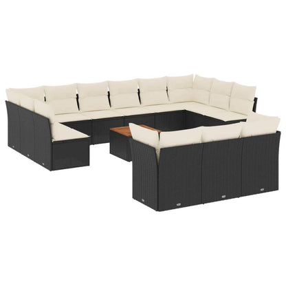 Set Divani da Giardino 14pz con Cuscini in Polyrattan Nero - homemem39