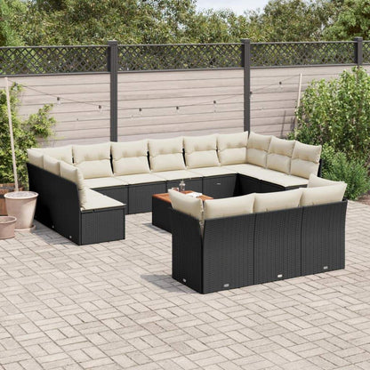 Set Divani da Giardino 14pz con Cuscini in Polyrattan Nero - homemem39