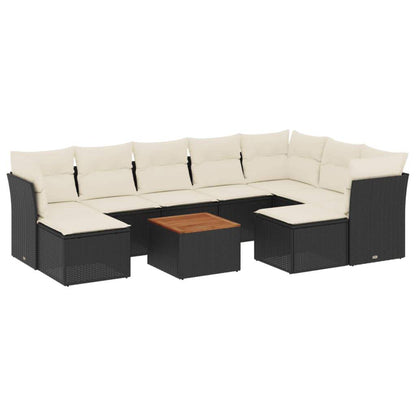 Set Divani da Giardino 10pz con Cuscini in Polyrattan Nero - homemem39
