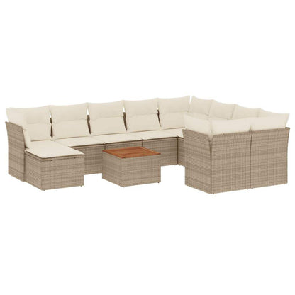 Set Divani da Giardino 11 pz con Cuscini Beige in Polyrattan - homemem39