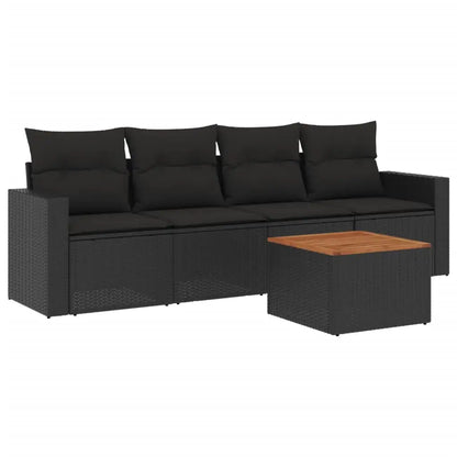 Set Divani da Giardino 5 pz con Cuscini in Polyrattan Nero - homemem39
