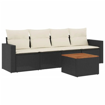 Set Divani da Giardino 5 pz con Cuscini in Polyrattan Nero - homemem39