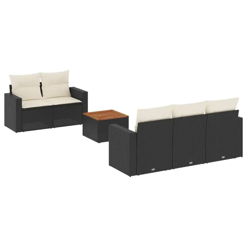 Set Divano da Giardino 6 pz con Cuscini Nero in Polyrattan - homemem39