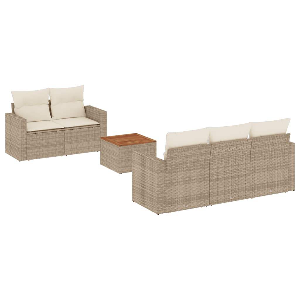 Set Divano da Giardino 6 pz con Cuscini Beige in Polyrattan - homemem39