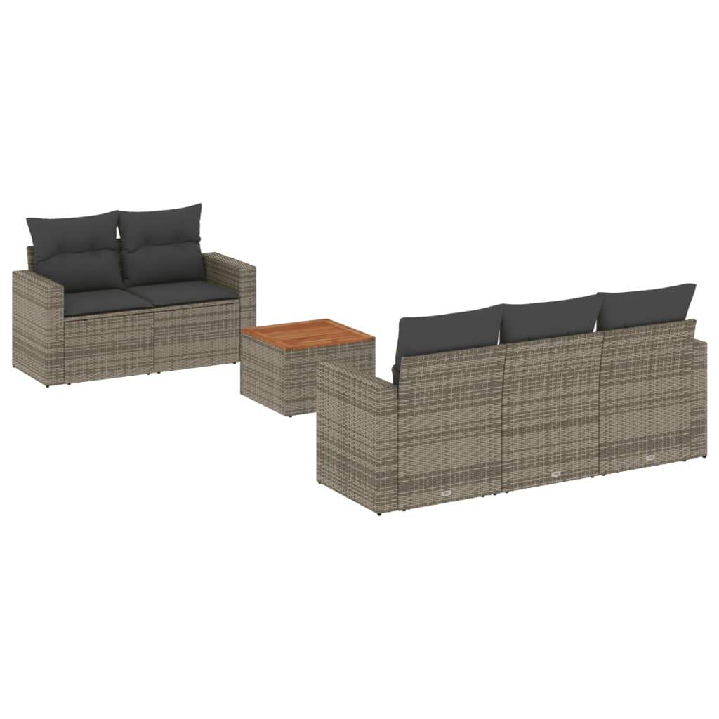 Set Divano da Giardino 6 pz con Cuscini Grigio in Polyrattan - homemem39