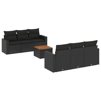 Set Divani da Giardino con Cuscini 7pz Nero Polyrattan - homemem39