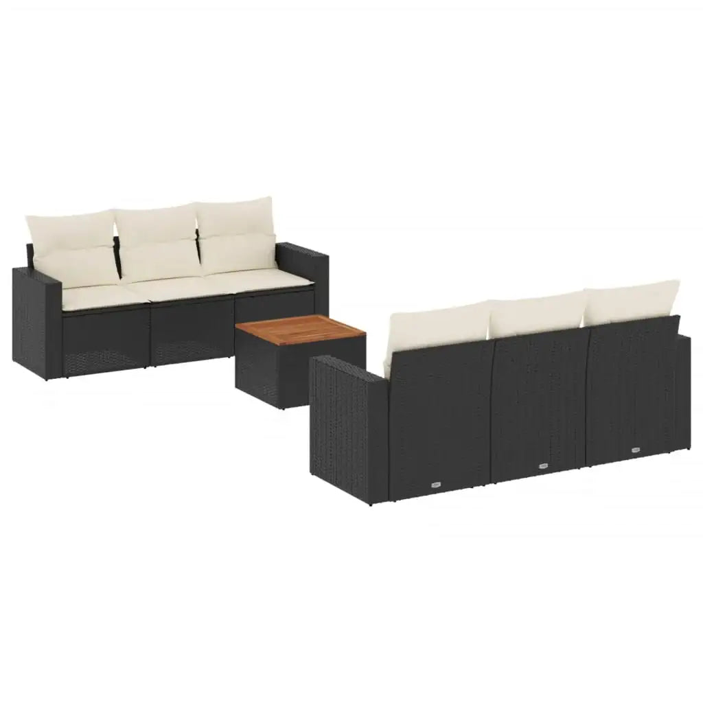 Set Divani da Giardino con Cuscini 7pz Nero Polyrattan - homemem39