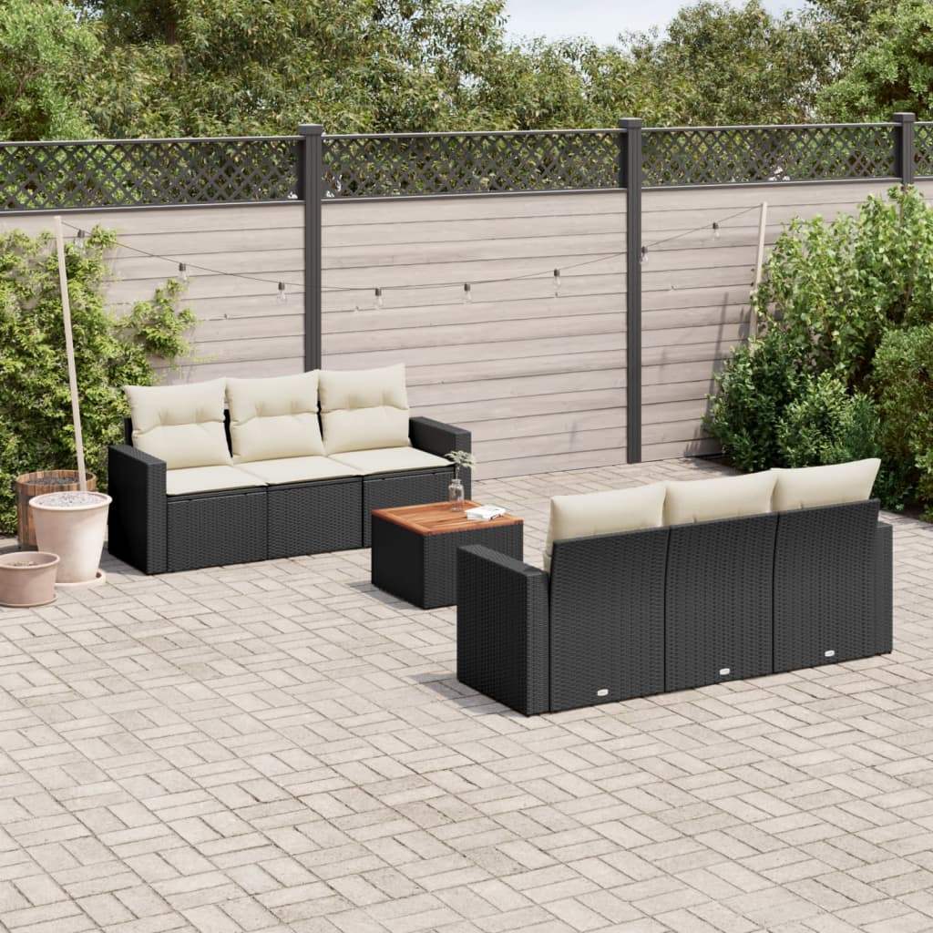 Set Divani da Giardino con Cuscini 7pz Nero Polyrattan - homemem39