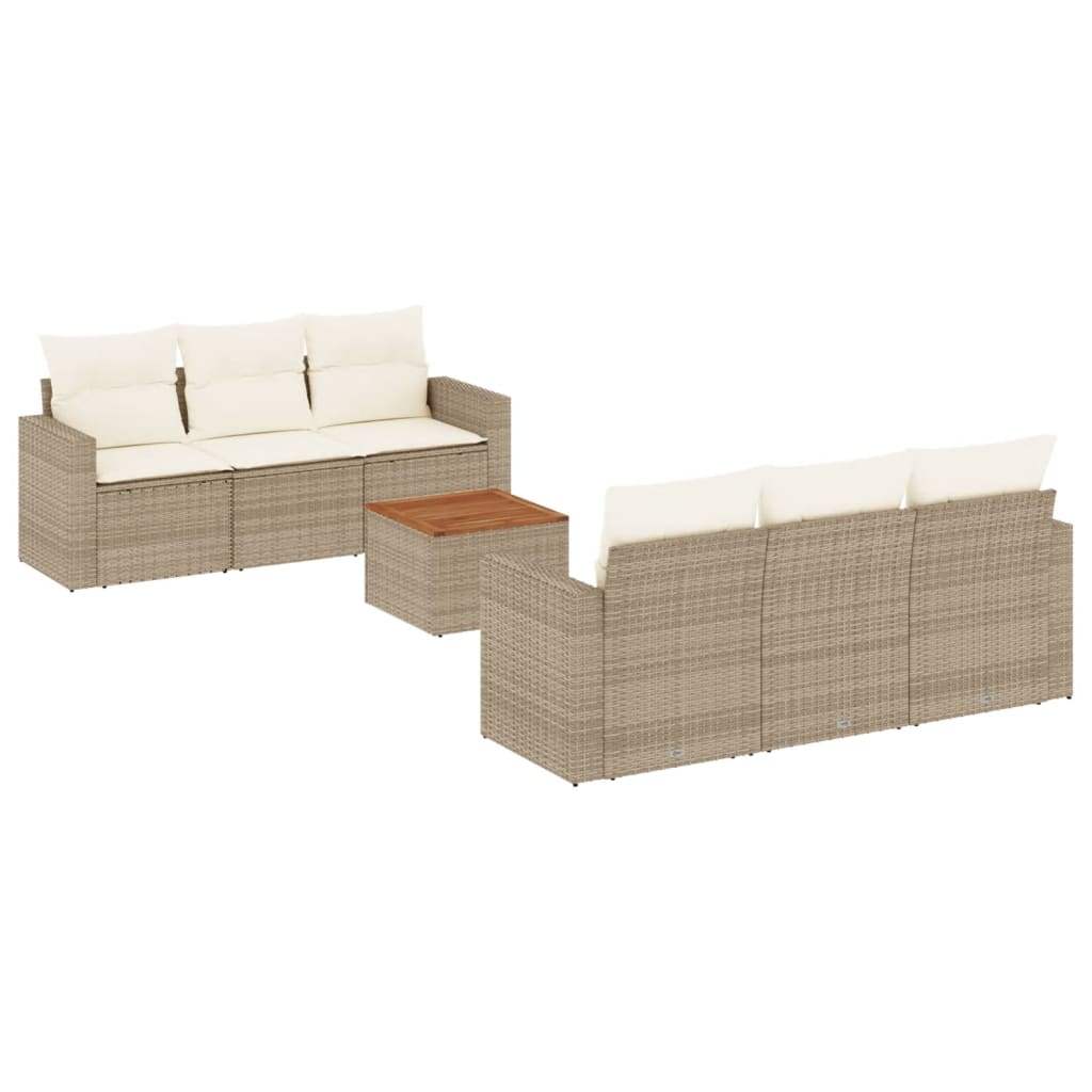Set Divani da Giardino 7 pz con Cuscini Beige in Polyrattan - homemem39