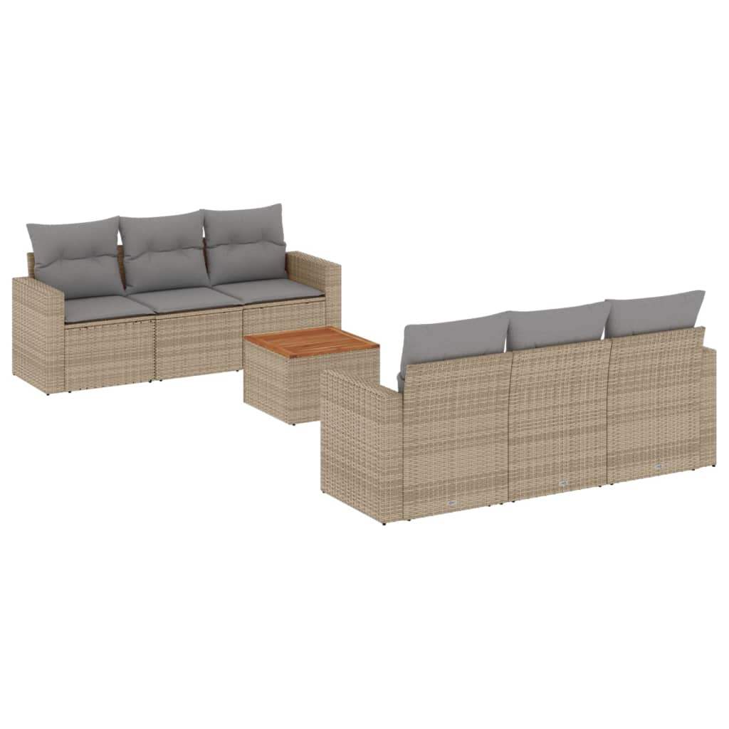 Set Divani da Giardino 7 pz con Cuscini Beige in Polyrattan - homemem39