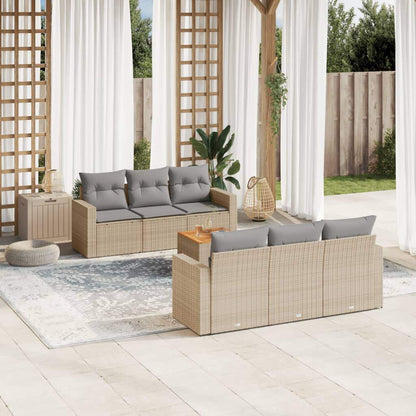 Set Divani da Giardino 7 pz con Cuscini Beige in Polyrattan - homemem39