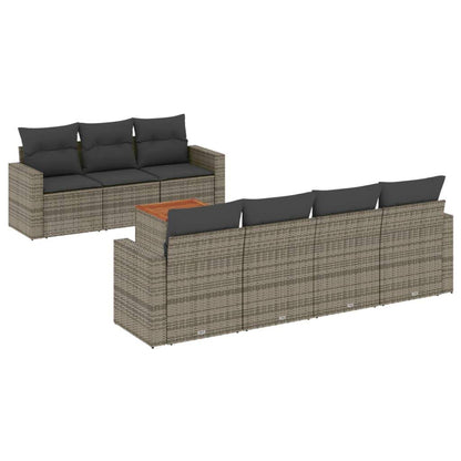 Set Divano da Giardino 8 pz con Cuscini Grigio in Polyrattan - homemem39