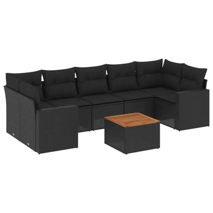 Set Divani da Giardino con Cuscini 8 pz Nero in Polyrattan - homemem39