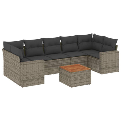 Set Divano da Giardino 8 pz con Cuscini Grigio in Polyrattan - homemem39