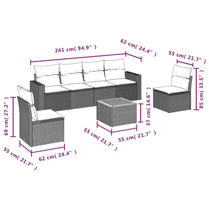 Set Divani da Giardino con Cuscini 7pz Nero Polyrattan - homemem39
