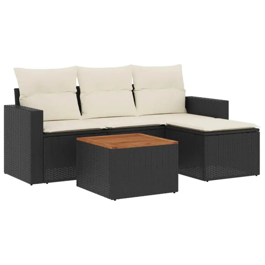 Set Divani da Giardino 5 pz con Cuscini in Polyrattan Nero - homemem39