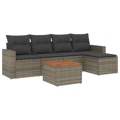 Set Divano da Giardino 6 pz con Cuscini Grigio in Polyrattan - homemem39