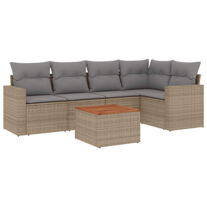 Set Divano da Giardino 6 pz con Cuscini Beige in Polyrattan - homemem39