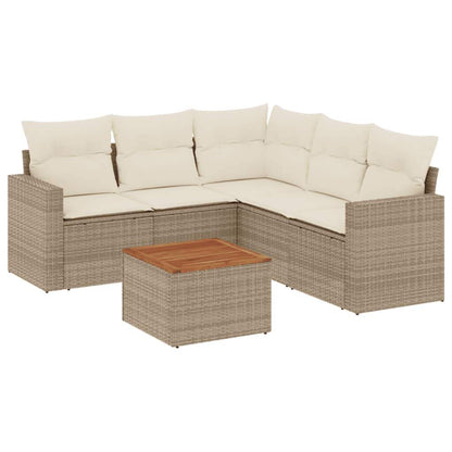 Set Divano da Giardino 6 pz con Cuscini Beige in Polyrattan - homemem39