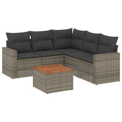 Set Divano da Giardino 6 pz con Cuscini Grigio in Polyrattan - homemem39