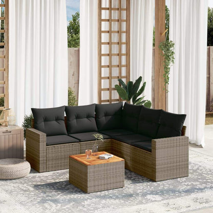 Set Divano da Giardino 6 pz con Cuscini Grigio in Polyrattan - homemem39