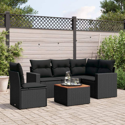 Set Divano da Giardino 6 pz con Cuscini Nero in Polyrattan - homemem39