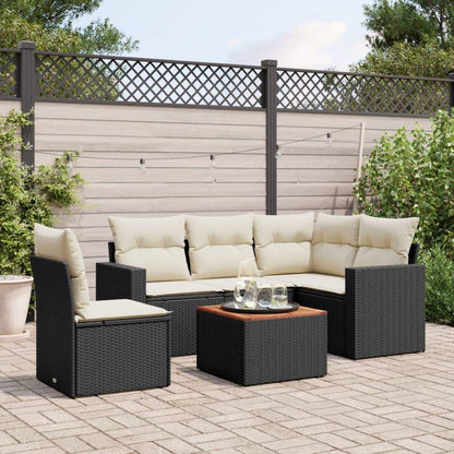 Set Divano da Giardino 6 pz con Cuscini Nero in Polyrattan - homemem39