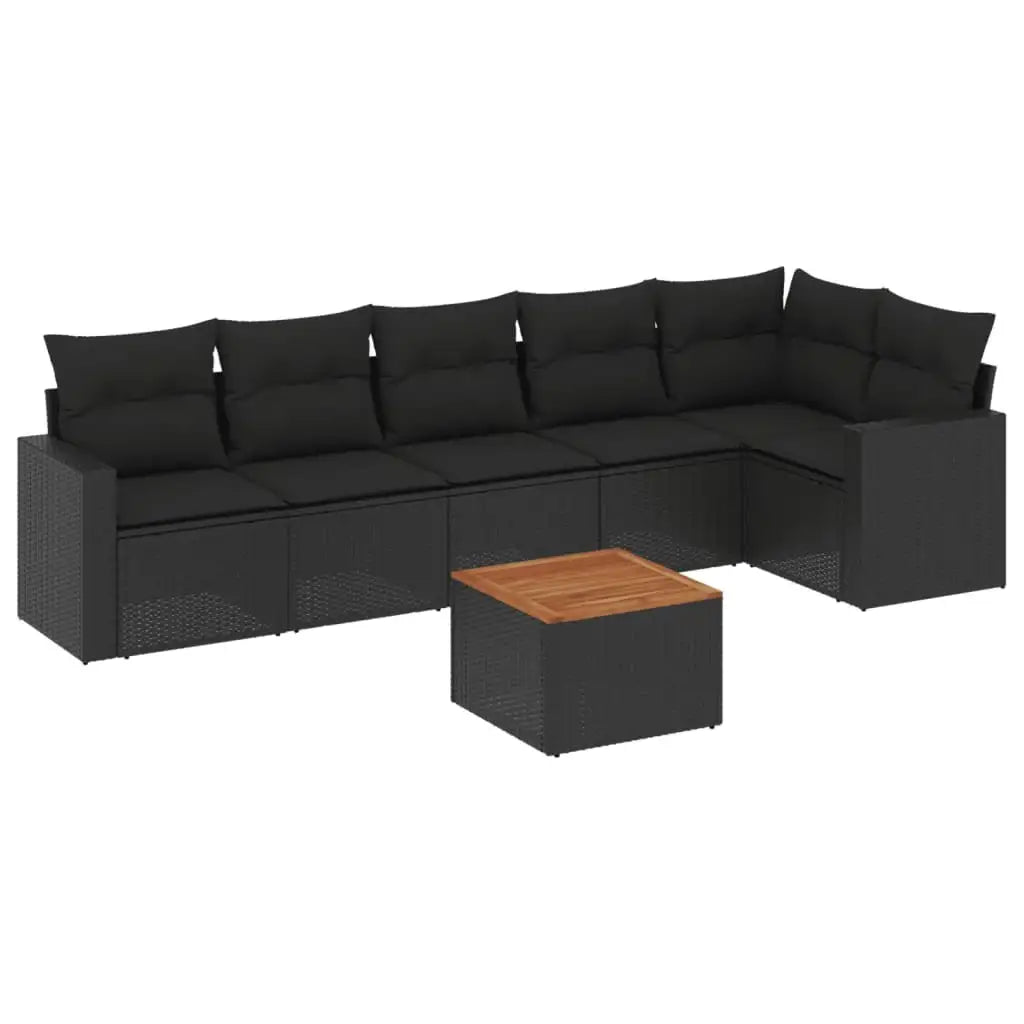 Set Divani da Giardino con Cuscini 7pz Nero Polyrattan - homemem39