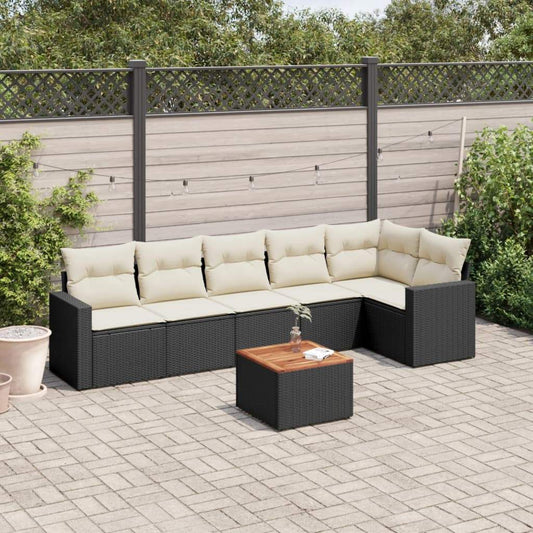 Set Divani da Giardino con Cuscini 7pz Nero Polyrattan - homemem39