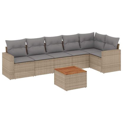 Set Divani da Giardino 7 pz con Cuscini Beige in Polyrattan - homemem39