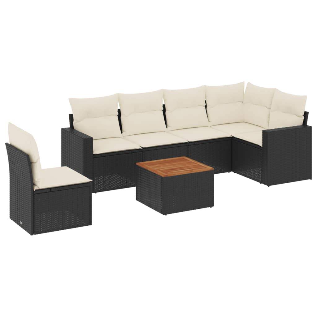 Set Divani da Giardino con Cuscini 7pz Nero Polyrattan - homemem39