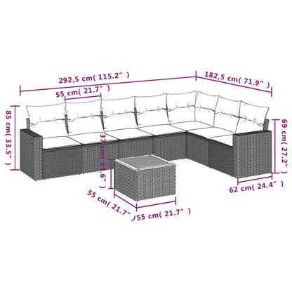 Set Divani da Giardino con Cuscini 8 pz Nero in Polyrattan - homemem39