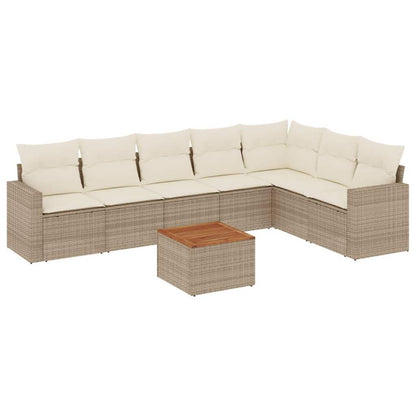 Set Divano da Giardino 8 pz con Cuscini Beige in Polyrattan - homemem39