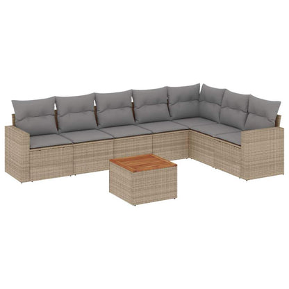 Set Divano da Giardino 8 pz con Cuscini Beige in Polyrattan - homemem39