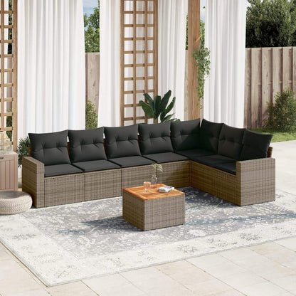 Set Divano da Giardino 8 pz con Cuscini Grigio in Polyrattan - homemem39