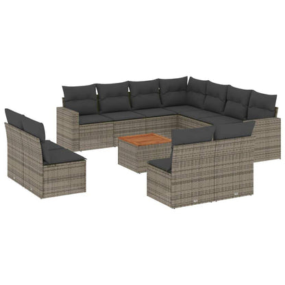Set Divani da Giardino 12 pz con Cuscini Grigio in Polyrattan - homemem39