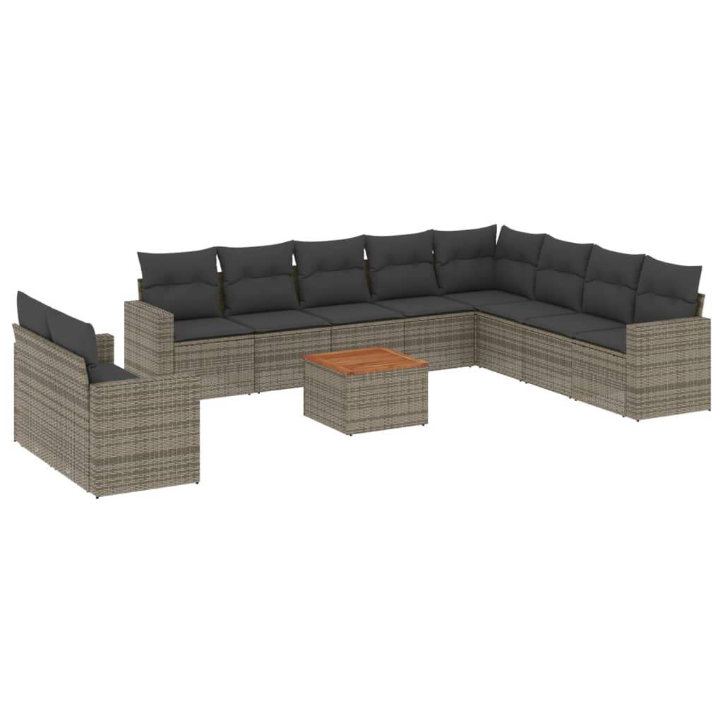 Set Divani da Giardino 11 pz con Cuscini in Polyrattan Grigio - homemem39